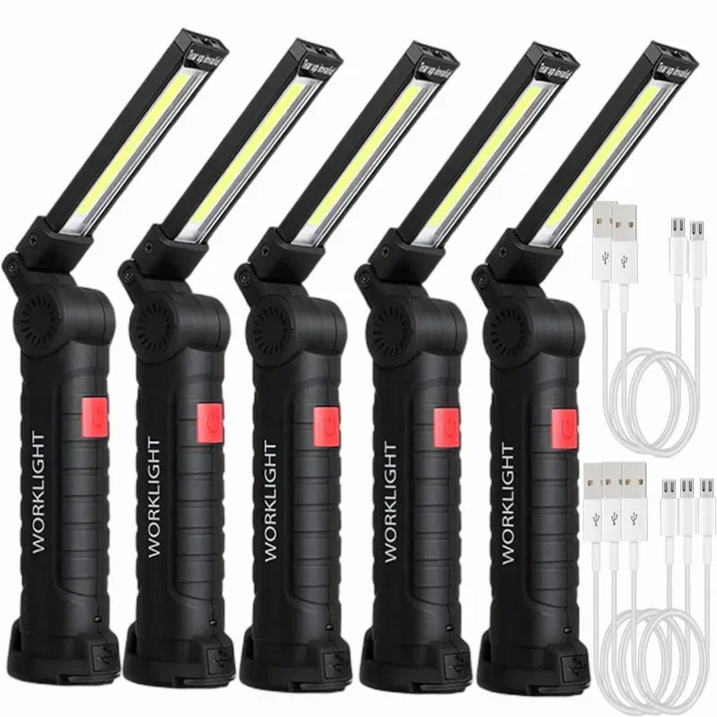 Portable COB LED Flashlight – USB Rechargeable Magnetic Work & Camping Lantern